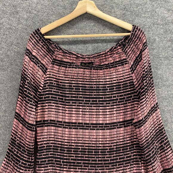 Ashley Steward Top Women 3XL Plus Pink Black Off Shoulder Long Sleeve - Picture 3 of 10